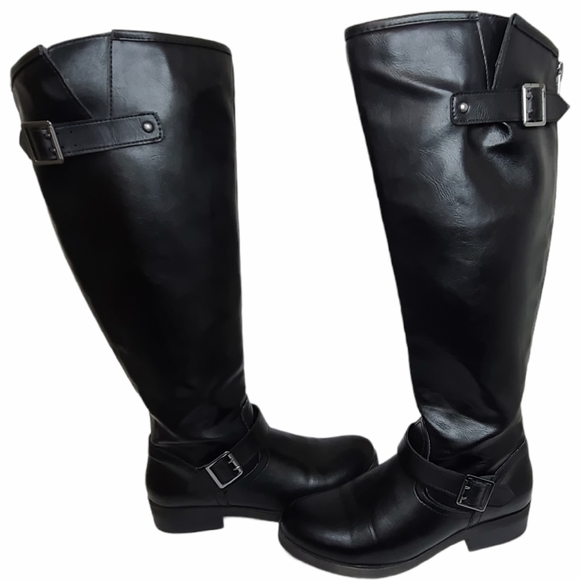 Madden Girl Black Marrca Knee High Riding Boots - Picture 2 of 15